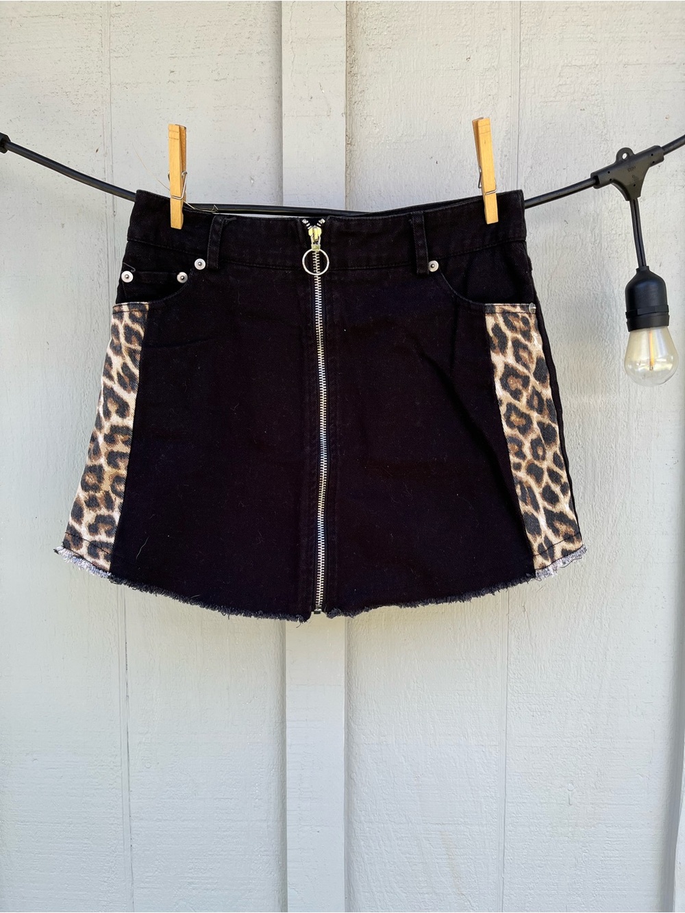 Forever 21 Black and Leopard Mini Skirt